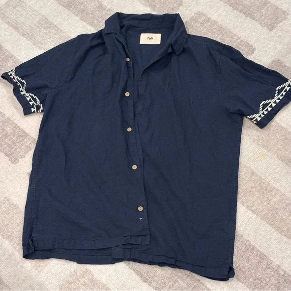 Folk Men’s Short Sleeve Button Down Shirt – Size M - Picture 1 of 6